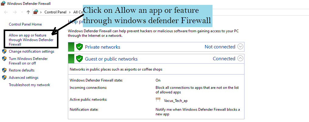 Allow app through windows firewall